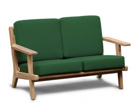 Belmont Teak 2 Seater Mid-century Garden Sofa Bench - Green