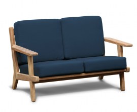 Belmont Teak 2 Seater Mid-century Garden Sofa Bench - Navy