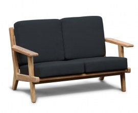 Belmont Teak 2 Seater Mid-century Garden Sofa Bench - Black