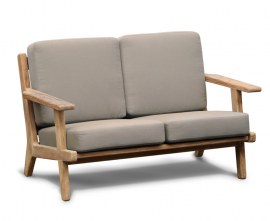 Belmont Teak 2 Seater Mid-century Garden Sofa Bench - Taupe
