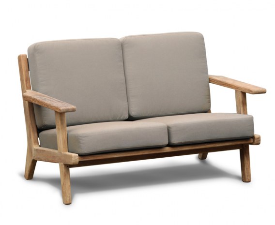 Belmont Teak 2 Seater Mid-century Garden Sofa Bench - Grey