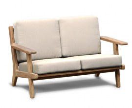 Belmont Teak 2 Seater Mid-century Garden Sofa Bench - Natural