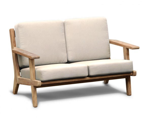 Belmont Teak 2 Seater Mid-century Garden Sofa Bench - Grey