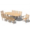 Oxburgh 8 Seater Teak 1.8-2.4m Extending Table with Sussex Chairs