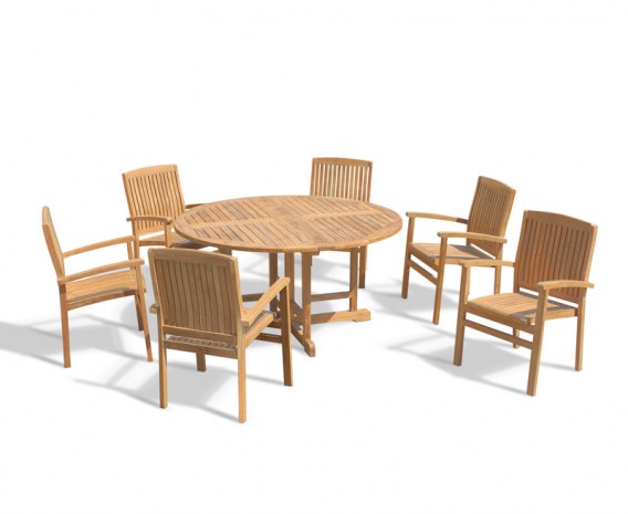 Berwick 1.5m Round Table and 6 Cannes Stacking Armchairs Set