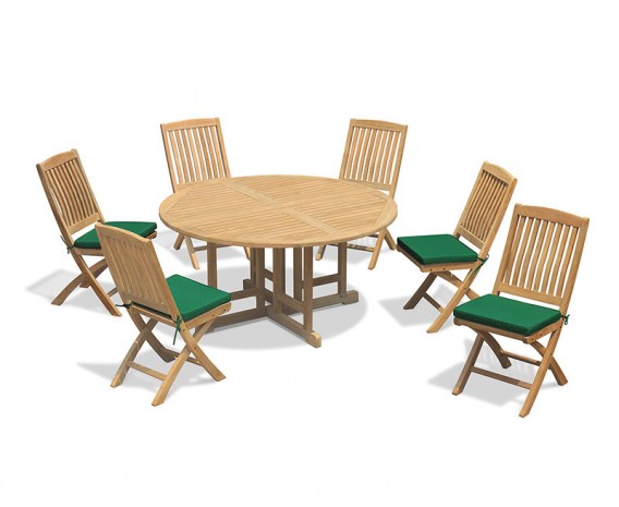 Berwick 1.5m Round Table and 6 Cannes Folding Side Chairs Set