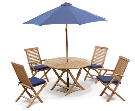 Lymington Octagonal 1.2m Folding Dining Set with 4 Newhaven Chairs