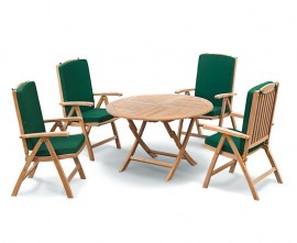 Lymington Round 1.2m Folding Dining Set with 4 Tewkesbury Recliners