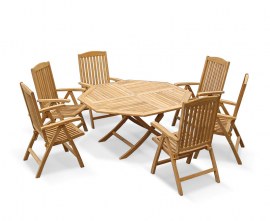 Lymington 6 Seater Octagonal 1.5m Dining Set with Tewkesbury Recliners