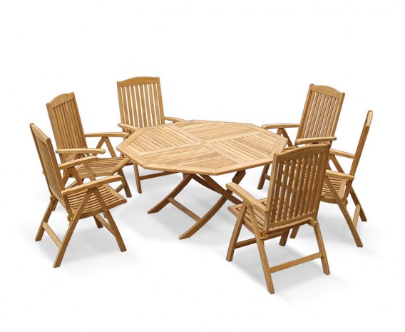 Lymington 6 Seater Octagonal 1.5m Dining Set with Tewkesbury Recliners
