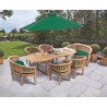 Oxburgh Extendable Teak Table 1.8-2.4m with Banana Chairs and Benches