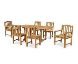 Winchester 6 Seater Teak 1.5m Rectangular Table with Gloucester Armchairs and Side Chairs