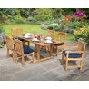 Winchester 6 Seater Teak 1.8m Rectangular Table with Gloucester Armchairs and Side Chairs