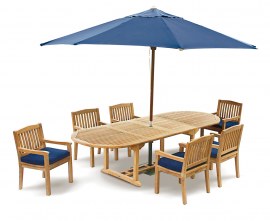 Oxburgh 6 Seater Teak 2-3m Extending Table with Winchester Armchairs