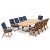 Oxburgh 10 Seater Teak 2-3m Extending Table with Cannes Recliners