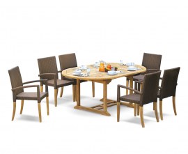 Oxburgh 6 Seater Single Leaf Extending Table with St. Moritz Armchairs