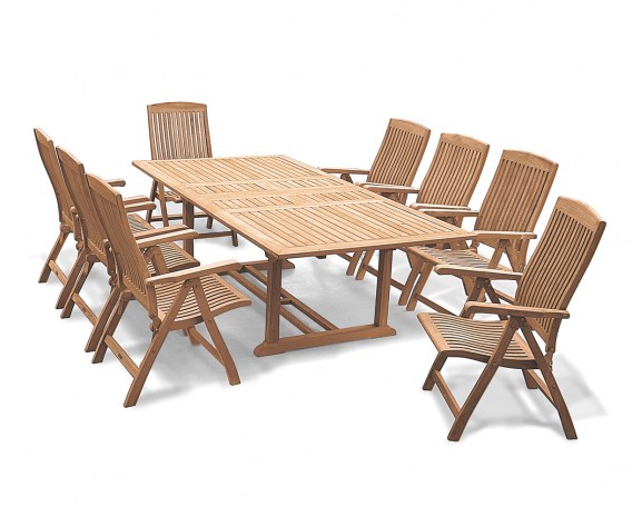 Dorset 1.8-2.4m Extending Dining Set with 8 Cannes Recliner Chairs