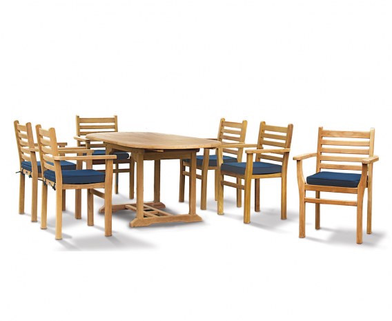 Oxburgh Bijou 6 Seater Single Leaf Extending Table 1.2-1.8m with Sussex Stacking Armchairs