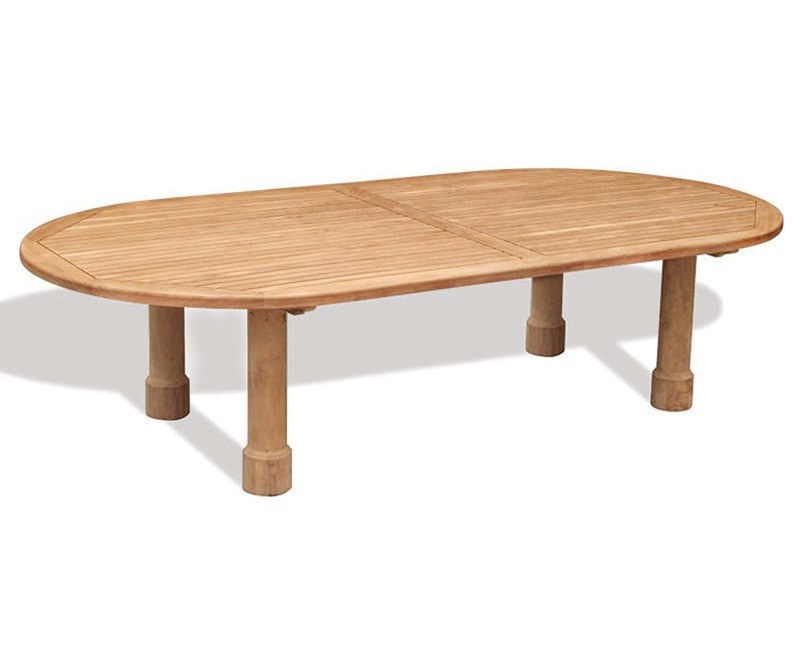 Orion Teak Oval Garden Table, Round Leg - 1.4 x 3m