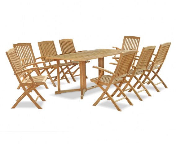 Byron 8 Seater Teak 1.8m Gateleg Dining Set with Cannes Armchairs