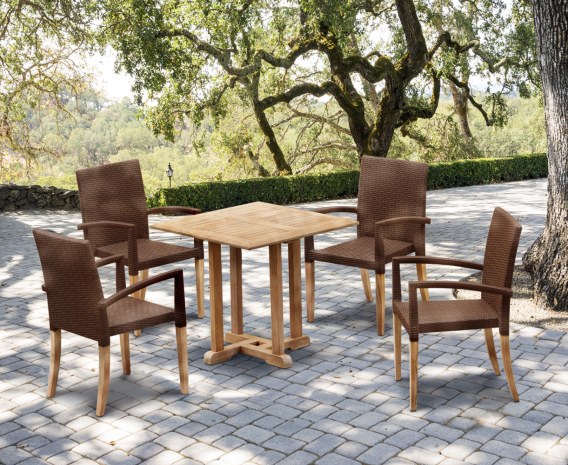 Sissinghurst 4 Seater Square 80cm Dining Set with St. Moritz Chairs