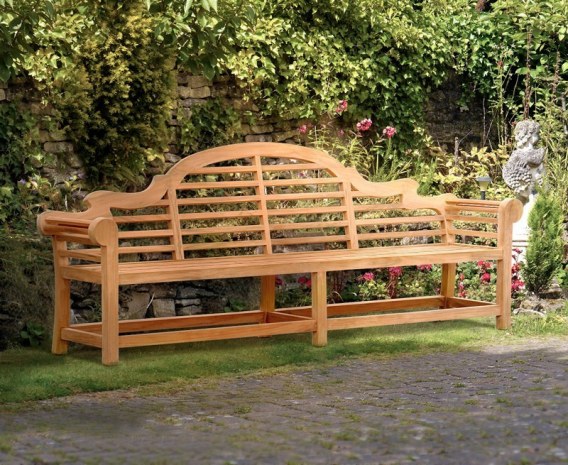 Extra-Large Teak Lutyens-Style Garden Bench - 2.7m