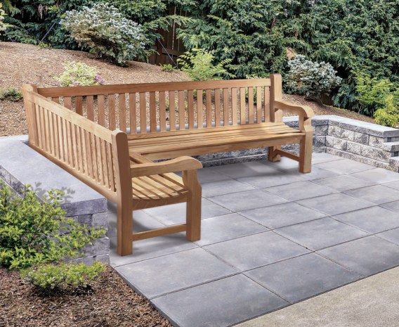 Gladstone Teak Outdoor Corner Bench - Left Orientation