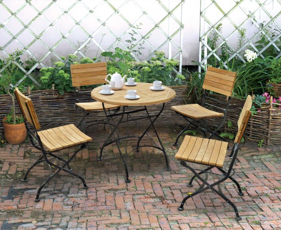 Café 4 Seater Round 80cm Table and Side Chairs Set - Black