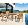 Hampton 4 Seater Teak Square Dining Set with Cannes Stacking Chairs