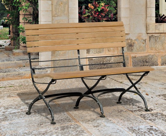 Café Teak Folding Bistro Bench - Black