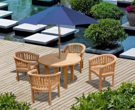 Orion 4 Seater Round 1.2m Garden Table with Banana Chairs