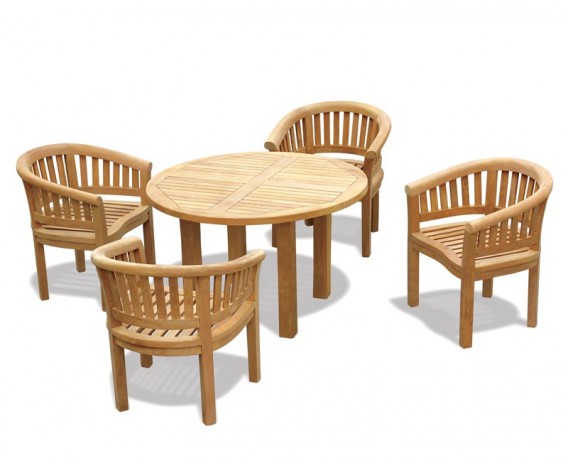 Orion 4 Seater Round 1.2m Garden Table with Banana Chairs