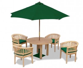 4 Seater Orion Teak Outdoor Table and Banana Chairs Dining Set