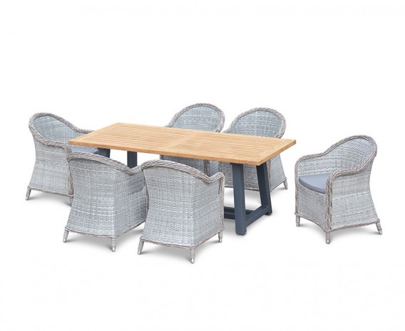 Blackrock 6 Seater Garden Dining Set with Eaton Woven Armchairs