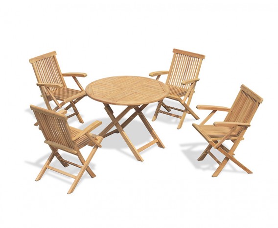 Chester 4 Seater Folding Round Dining Set with Low Back Armchairs