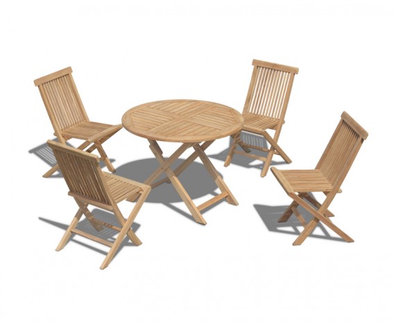 Chester 4 Seater Folding Round Dining Set with Low Back Dining Chairs
