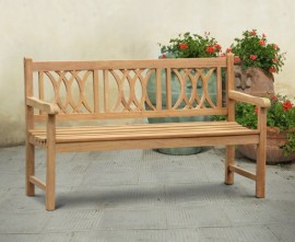 Harrogate Decorative Teak Garden Bench, Flat Pack - 1.5m