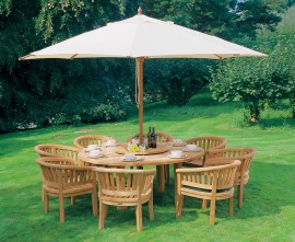 Orion 8 Seater Round 1.8m Garden Table with Banana Chairs