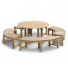 Sissinghurst Teak Round 1.3m Dining Set with Curved Benches