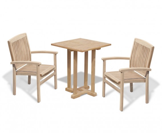 Sissinghurst 60cm Square Table and 2 Cannes Stacking Chairs Set