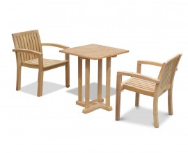 Sissinghurst 60cm Square Table and 2 Antibes Stacking Chairs Set