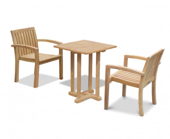 Sissinghurst 60cm Square Table and 2 Antibes Stacking Chairs Set