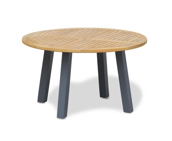 Disk Round Teak Outdoor Table with Aluminium Legs – 1.3m