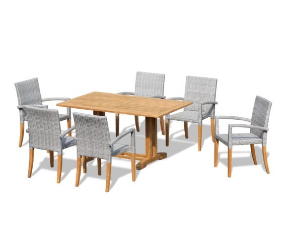 Cornwall 6 Seater Rectangular 1.5m Table with St. Moritz Armchairs