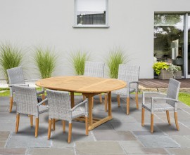 Oxburgh 6 Seater Single Leaf Extending Table with St. Moritz Armchairs