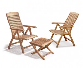 Cannes Garden Reclining Chairs Set with Footrest