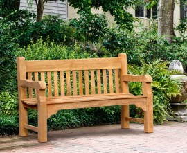 Greenwich Solid Wood Teak Park Bench - 1.5m