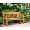 Greenwich Solid Wood Teak Park Bench - 1.5m