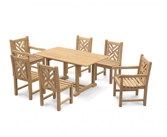 Winchester 6 Seater Teak 1.5m Rectangular Table with Chartwell Chairs
