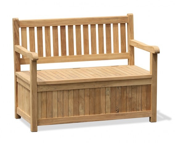 York Teak Garden Storage Bench with Arms - 1.2m